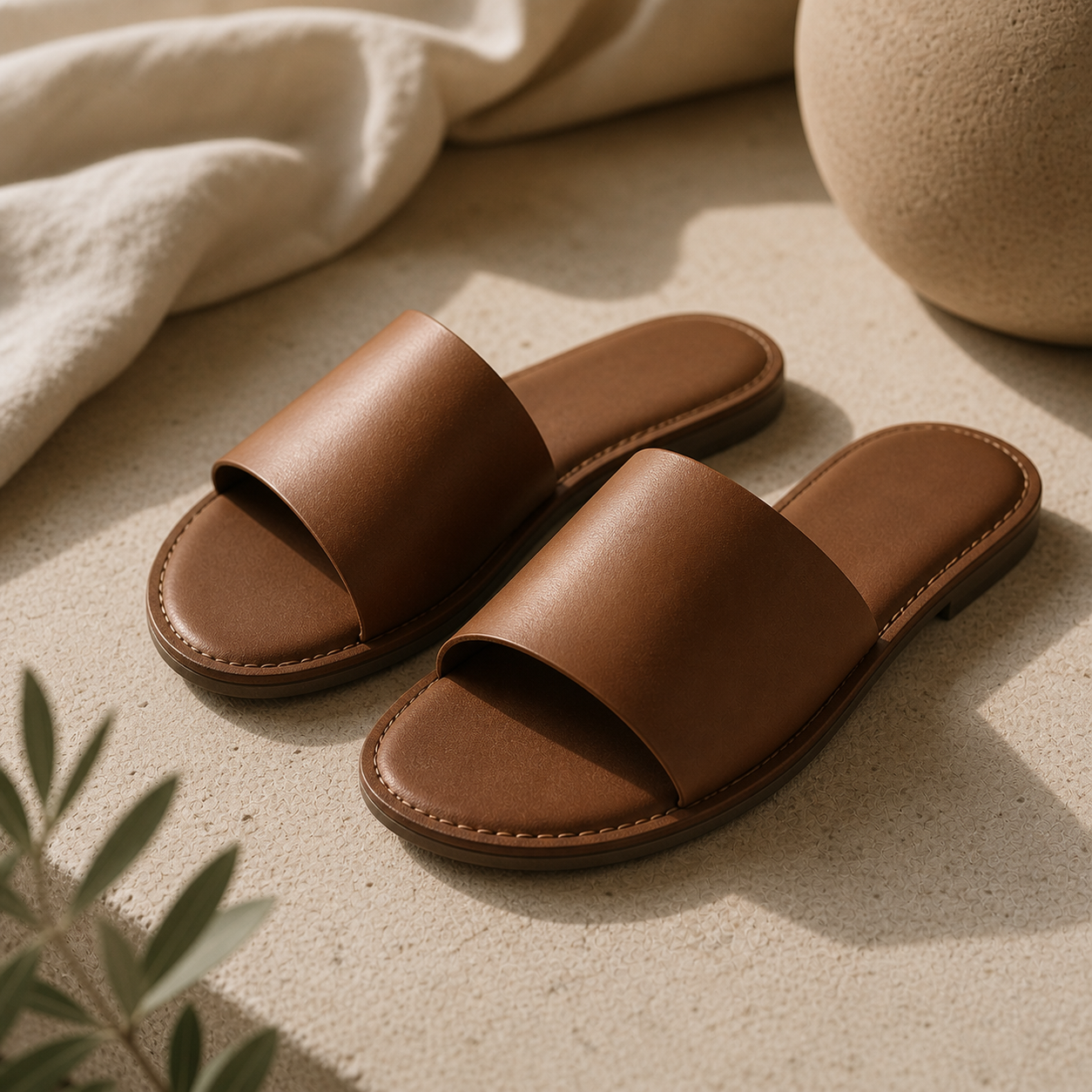 Minimalist Leather Slides